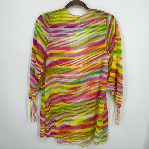 Becca By Rebecca Virtue Awaken Sheer Woven Tunic swim Cover-Up Multi Size XS-S - Picture 5 of 7